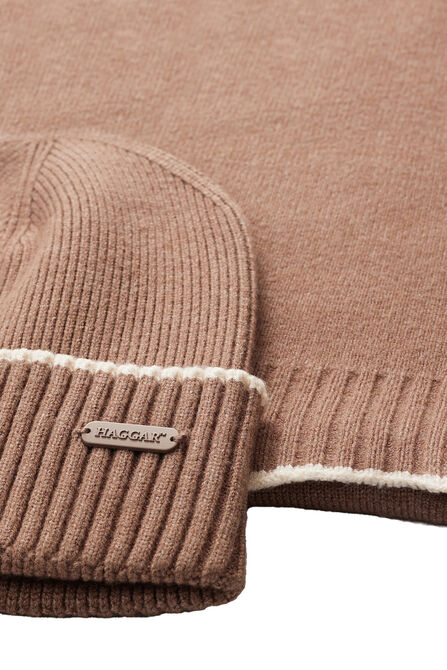 Wicking Beanie and Knit Scarf Set, Khaki view# 2