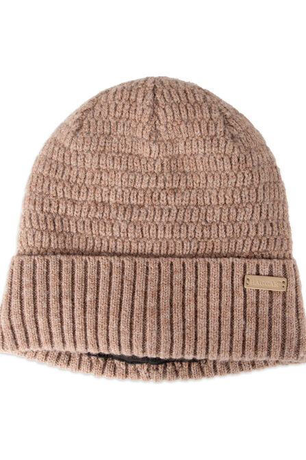 Heathered Micro Cable Crown Beanie, Khaki view# 3