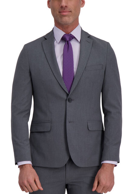 J.M. Haggar 4-Way Stretch Suit Jacket - Plain Weave, Heather Grey