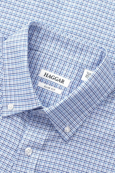 Premium Comfort Dress Shirt - Bright Blue Plaid, Bright Blue view# 5