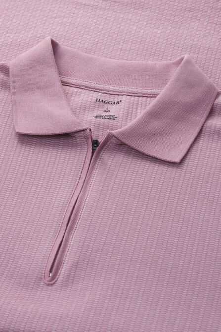 Premium Comfort Quarter Zip Jacquard Polo, Pink view# 4