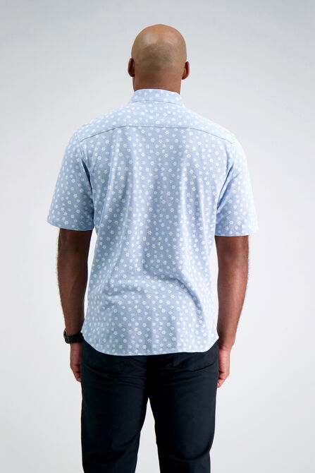 Pique Button Down Shirt - Floral Stamp, Light Blue view# 2