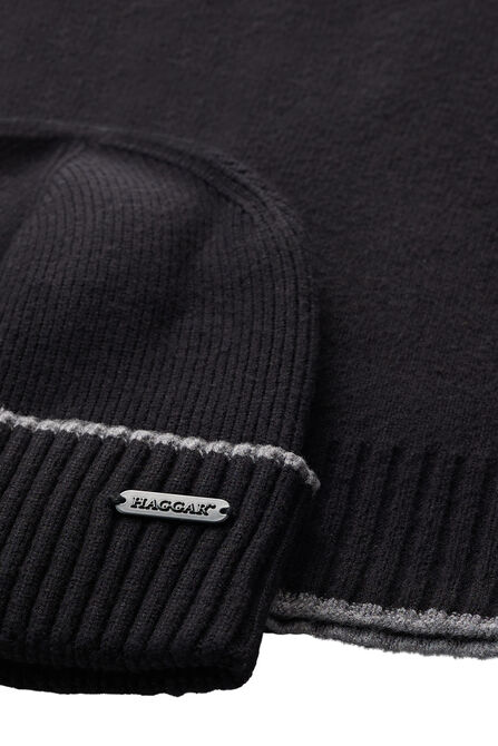 Wicking Beanie and Knit Scarf Set, Black view# 2