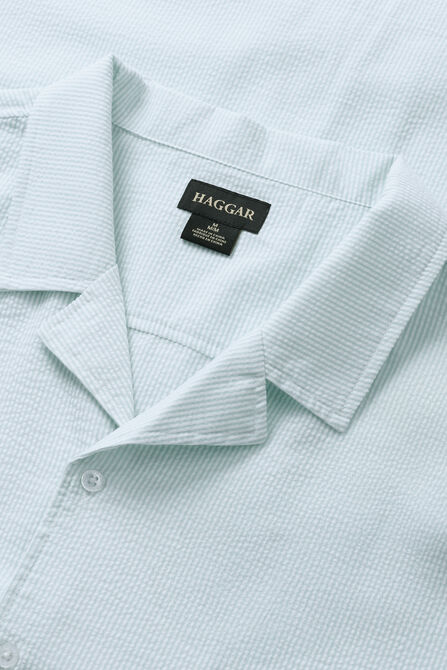 Short Sleeve Seersucker Camp Shirt, SEAFOAM view# 4