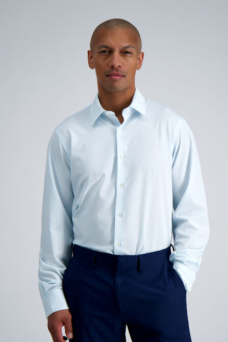 Smart Wash&reg; Dress Shirt - Blue Graph Check, Sky view# 1