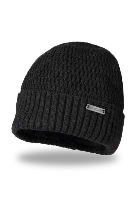 Heathered Micro Cable Crown Beanie, Black view# 1