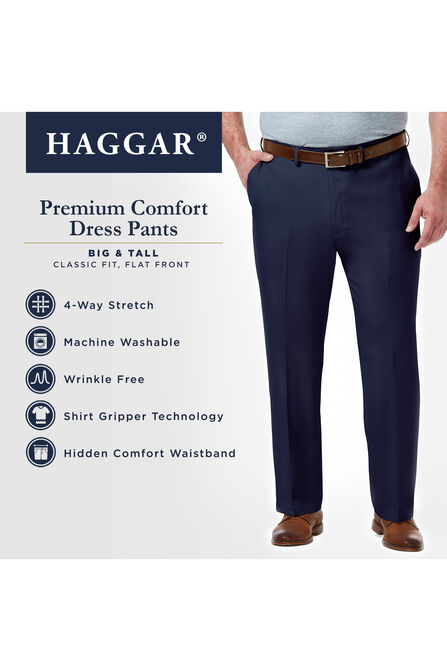 Big &amp; Tall Premium Comfort Dress Pant, Med Grey view# 6