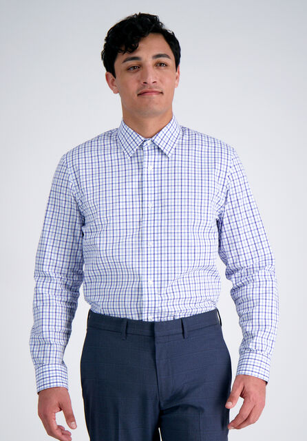 Premium Comfort Dress Shirt - Tonal Blue Check, Medium Blue