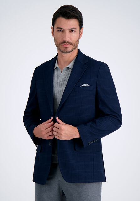 J.M. Haggar Large Tonal Plaid Sport Coat, Navy