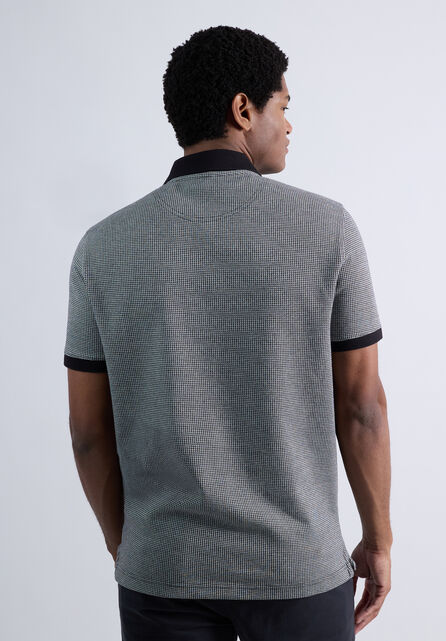 Premium Comfort Quarter Zip Houndstooth Polo, Black