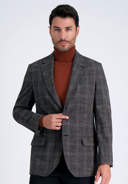 J.M. Haggar Slub Glen Plaid Sport Coat, Brown Heather