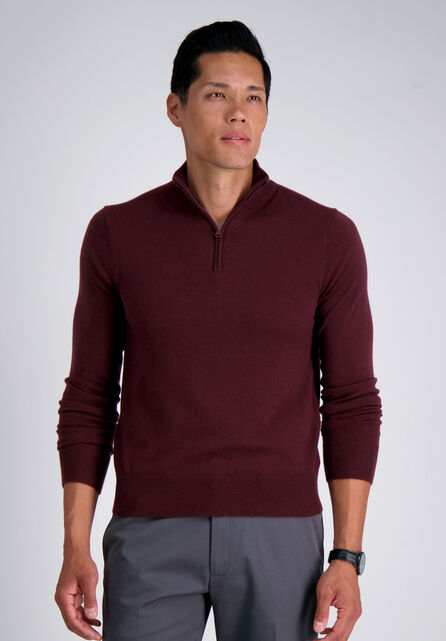 Long Sleeve Zip Sweater, Sangria