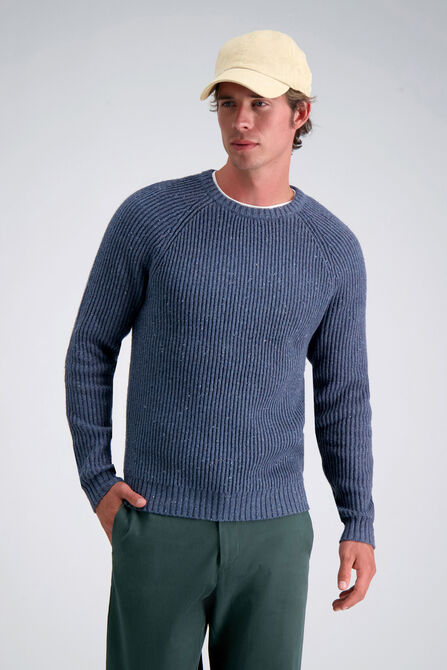 Long Sleeve Raglan Crewneck, Heather Navy view# 1