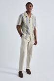 Short Sleeve Linen Stripe Camp Shirt, Yellow view# 3