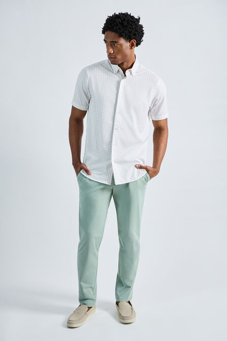 Short Sleeve Seersucker Performance Button-Down Shirt, Pink view# 3
