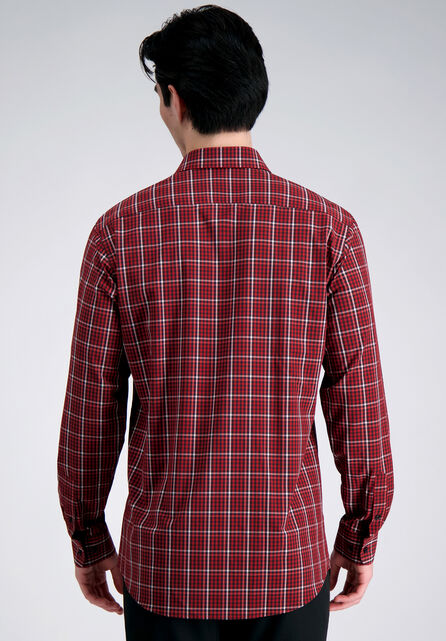 Smart Wash&trade; Dress Shirt - Dark Red Plaid, Heather Burgundy