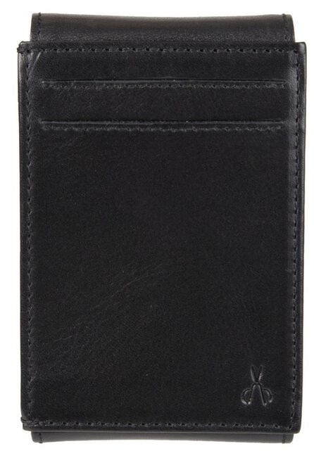 RFID Gusseted Wide Front Pocket Wallet, Black