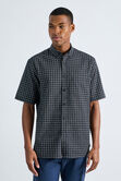 Short Sleeve Button-Down Linen Shirt, Black view# 1