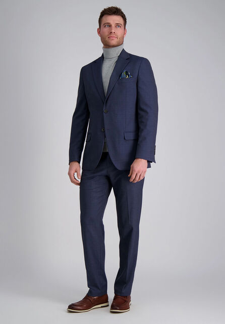 J.M. Haggar Windowpane Suit Jacket, Blue Htr