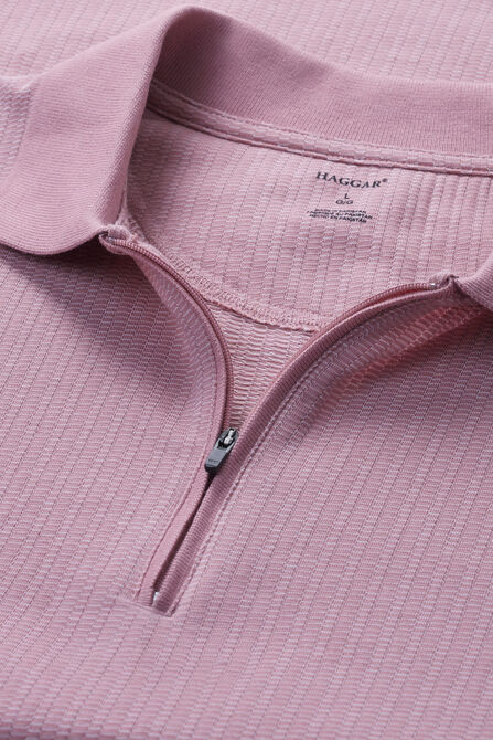 Premium Comfort Quarter Zip Jacquard Polo, Pink view# 5