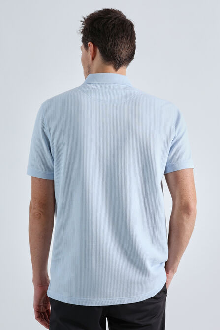 Premium Comfort Quarter Zip Jacquard Polo, Sky view# 2