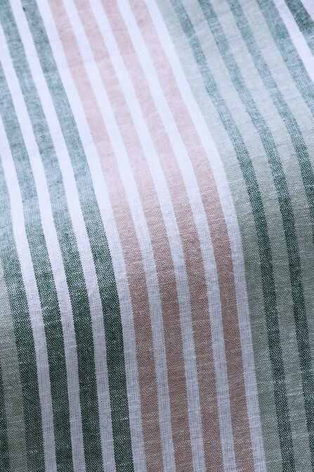 Short Sleeve Linen Stripe Camp Shirt, Pink view# 6