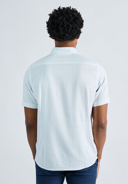 Short Sleeve Seersucker Performance Button-Down Shirt, Lt Blue