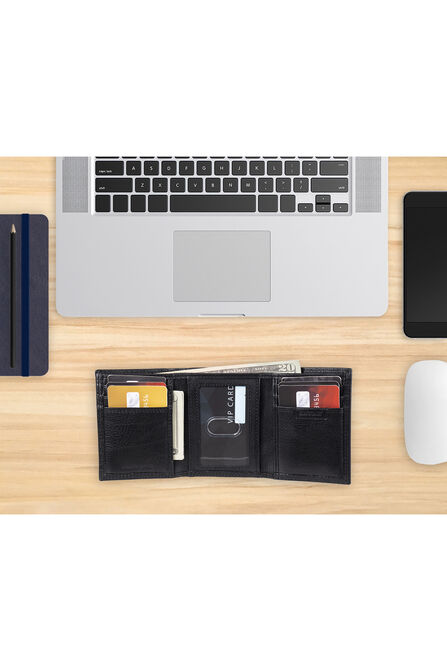 RFID Atwood Trifold Wallet, Black view# 6