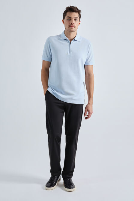 Premium Comfort Quarter Zip Jacquard Polo, Sky view# 3