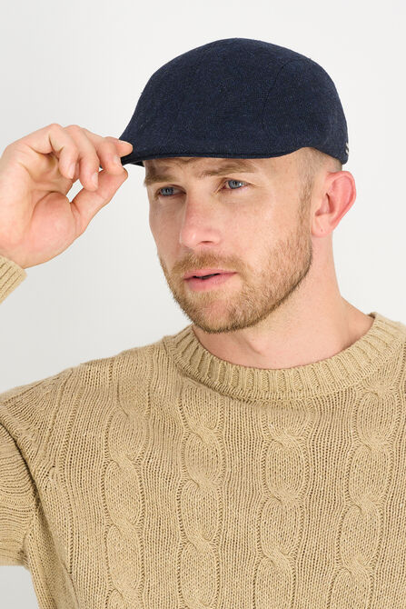 Brushed Herringbone Center Seam Flat Cap, BLUE view# 2