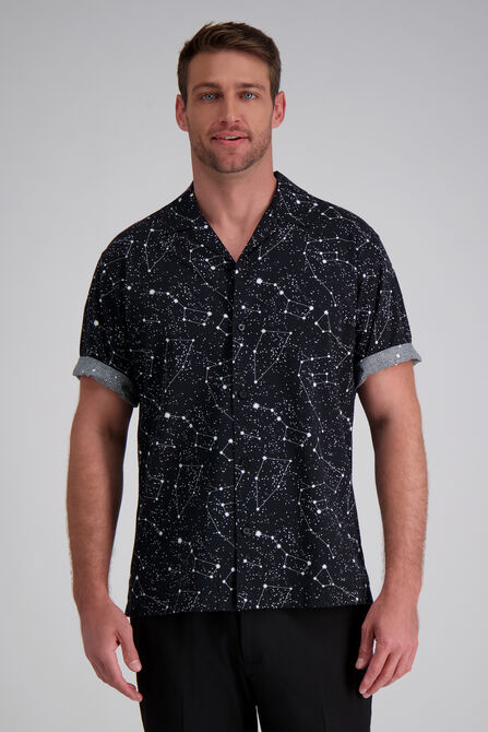 Short Sleeve Celestrial Camp Shirt, Black view# 1