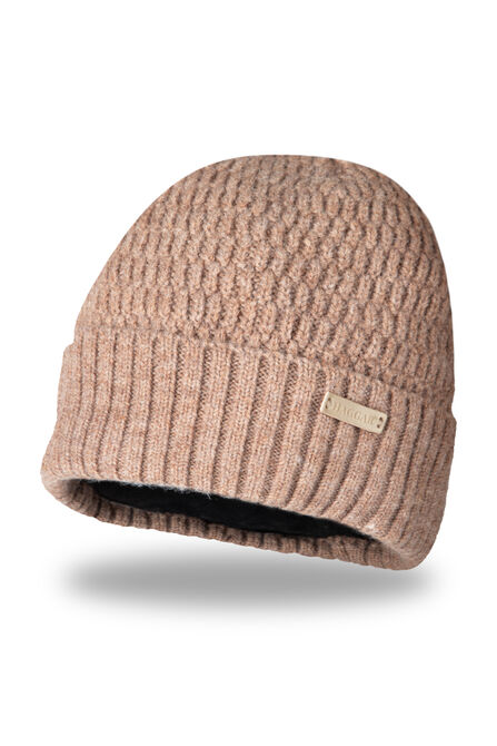 Heathered Micro Cable Crown Beanie, Khaki view# 1