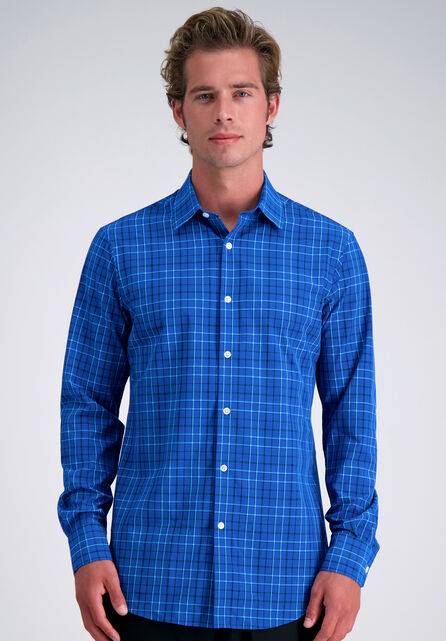 Smart Wash&trade; Dress Shirt - Blue Check, Medium Blue