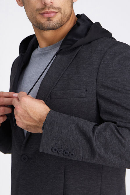 Haggar&reg; Smart Wash&reg; Hoodie Sport Coat , Charcoal Htr view# 4