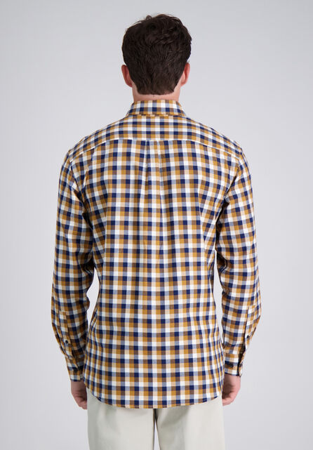 Long Sleeve Brushed Cotton Plaid Shirt, Mocha