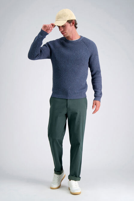 Long Sleeve Raglan Crewneck, Heather Navy view# 3