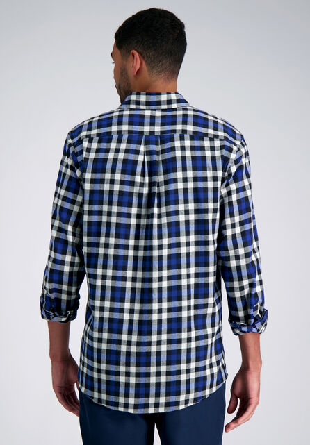 Long Sleeve Flannel Plaid Shirt, BLUE