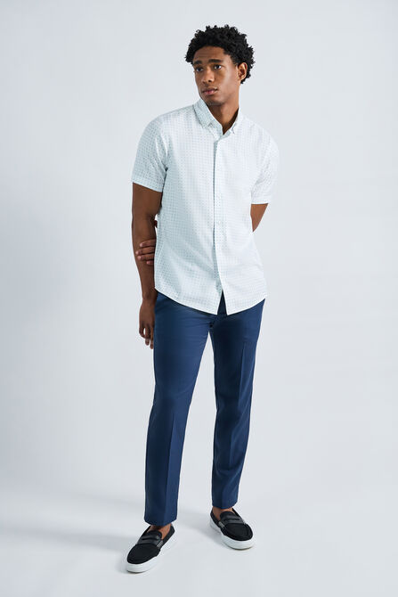 Short Sleeve Seersucker Performance Button-Down Shirt, Lt Blue view# 3