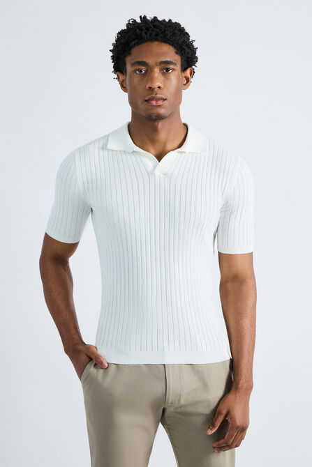 Johnny Collar Ribbed Sweater, Winter White view# 1