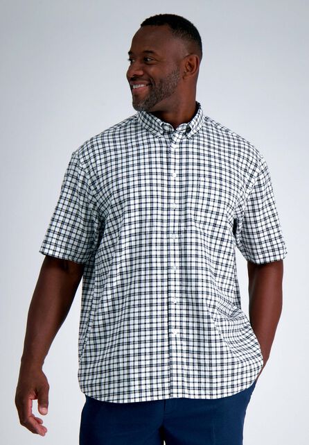 Big &amp; Tall Short Sleeve Button-Down Linen Shirt, White