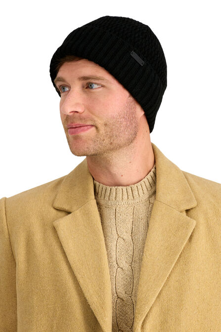 Heathered Micro Cable Crown Beanie, Black view# 2