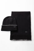 Wicking Beanie and Knit Scarf Set, Black view# 1