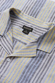 Short Sleeve Linen Stripe Camp Shirt, Yellow view# 4