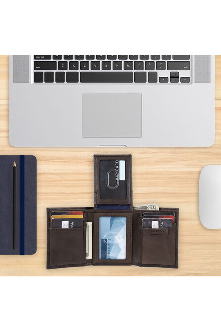 RFID Carizzo Trifold Wallet, Brown view# 6