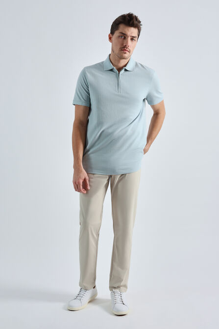 Premium Comfort Quarter Zip Jacquard Polo, SEAFOAM view# 3