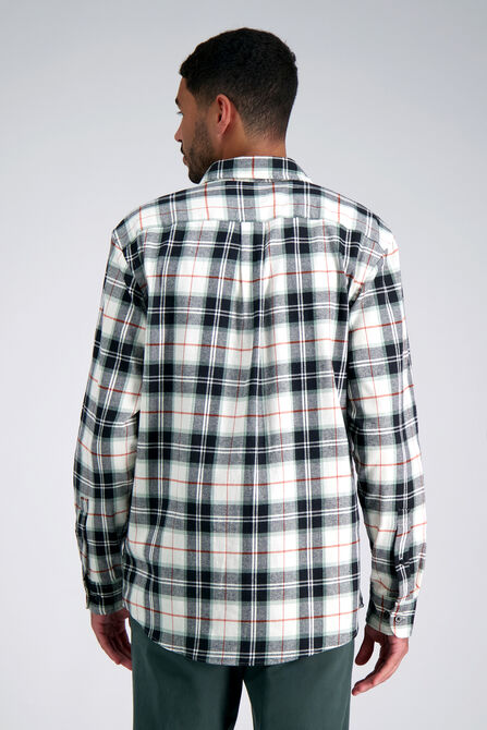 Long Sleeve Flannel Plaid Shirt, White view# 2