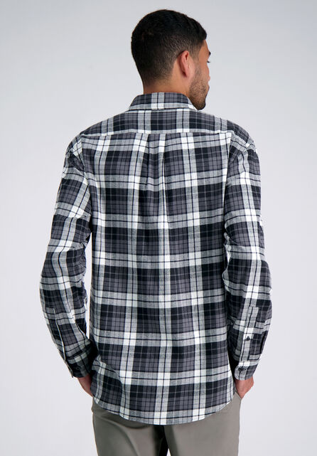 Long Sleeve Flannel Plaid Shirt, Charcoal