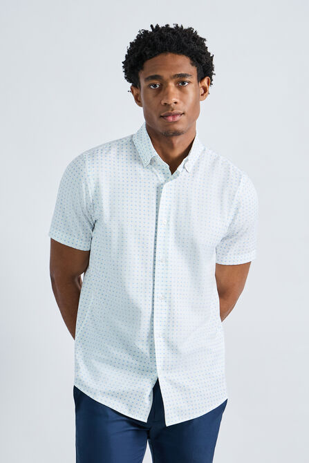 Short Sleeve Seersucker Performance Button-Down Shirt, Lt Blue view# 1