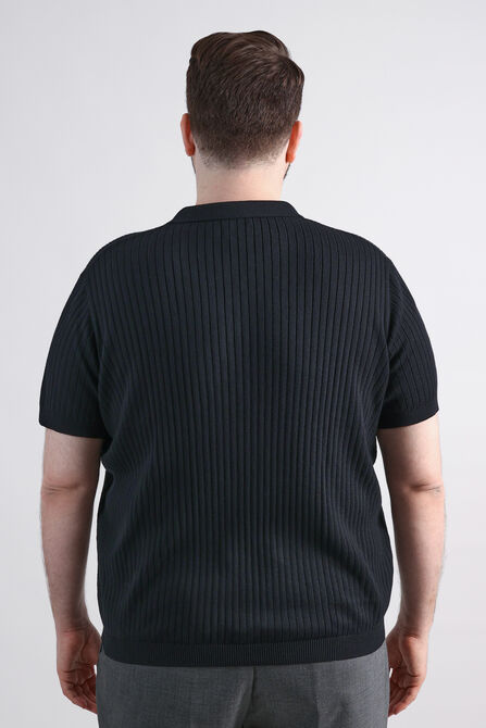 Big &amp; Tall Johnny Collar Ribbed Sweater, Black view# 2