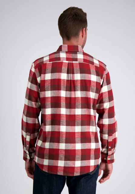 Long Flannel Plaid Shirt, Heather Burgundy